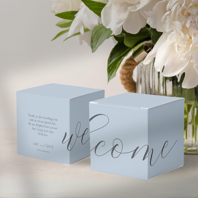 Chic Dusty Blue Wedding Welcome Favour Box (Creator Uploaded)