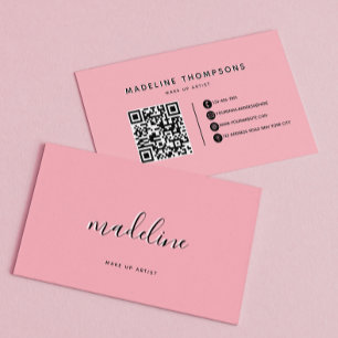 Chic Dusty Blush Pink with black Calligraphy name Business Card