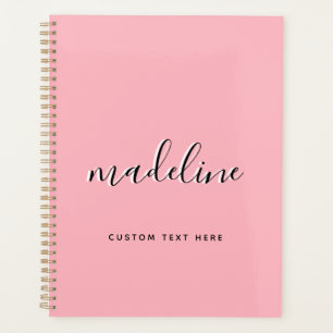 Chic Dusty Blush Pink with black Calligraphy name Planner