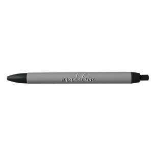 Chic Dusty Dark Grey with black Calligraphy name Ink Pen