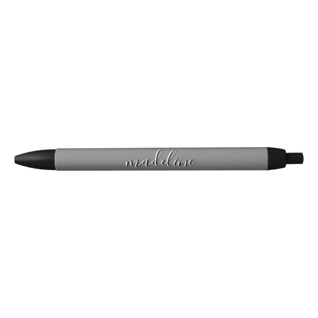 Chic Dusty Dark Grey with black Calligraphy name  Ink Pen (Front)