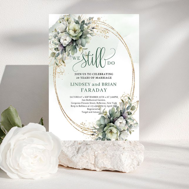 Chic Dusty Green Eucalyptus Vow Renewal Invite (Chic Dusty Green Eucalyptus Vow Renewal Invite)