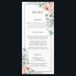 Chic Dusty Pink Blush Roses Poppy Floral Wedding Programme<br><div class="desc">Designed to co-ordinate with our Cherise wedding collection, this elegant wedding menu features a beautiful watercolor blush floral and silver eucalyptus arrangement. Personalise it easily and quickly, simply press the customise it button to further re-arrange and format the style and placement of the text. Double sided. Coordinating items available at...</div>