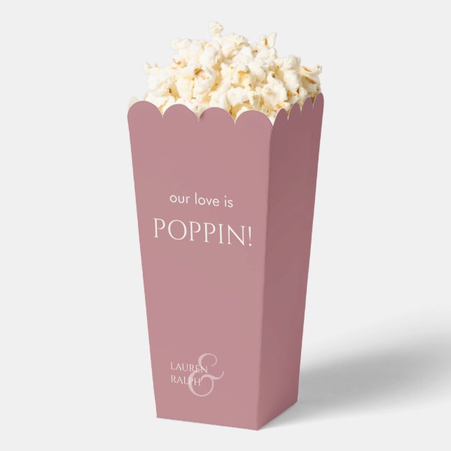 Chic Dusty PInk Couple Monogram Popcorn  Favour Box (Popped)