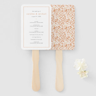 Chic Dusty Pink Ditzy Floral Wedding Program Hand Fan