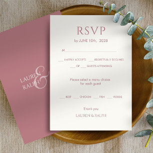 Chic Dusty Pink Monogram Wedding RSVP Card
