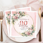 Chic Dusty Pink Rose Gold Boho 90th Birthday Party Napkin<br><div class="desc">✅ For matching items search 36-90 in my collections ✅ Celebrate a beautiful milestone with elegant 90th birthday napkins featuring watercolor dusty pink and blush pink flowers, soft eucalyptus greenery, and a shimmering rose gold frame. This boho floral design adds a romantic, stylish touch to any party table and makes...</div>