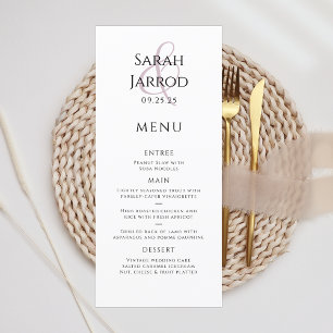Chic Dusty Pink Wedding Menu