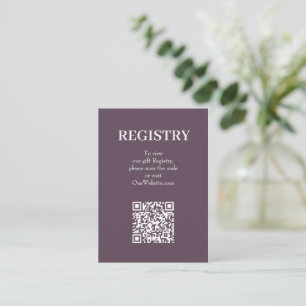 Chic Dusty Purple Wedding Registry QR Code Enclosure Card