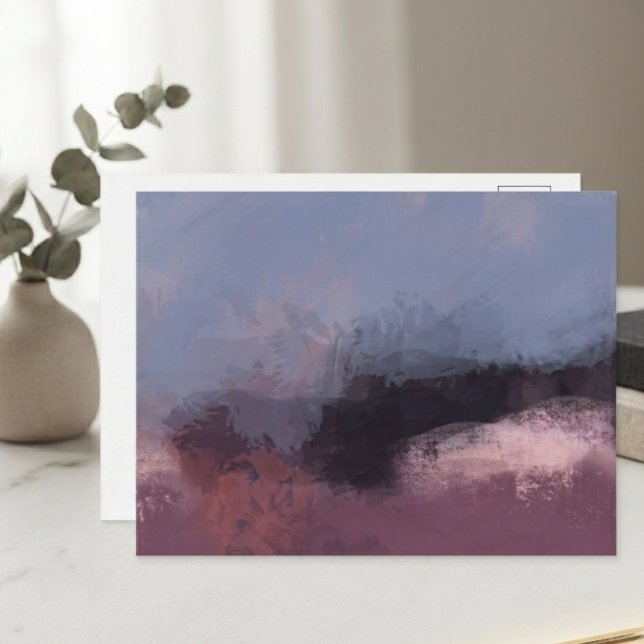 Chic Dusty Rose Abstract Gallery Decor Postcard (Muted dusty rose abstract art postcard for interior styling and creative notes.)