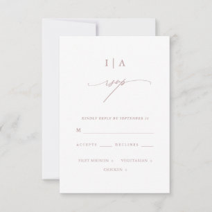 Chic Dusty Rose Monogram Wedding Rsvp Card