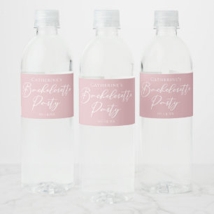 Chic Dusty Rose Pink Bachelorette Party Custom Water Bottle Label