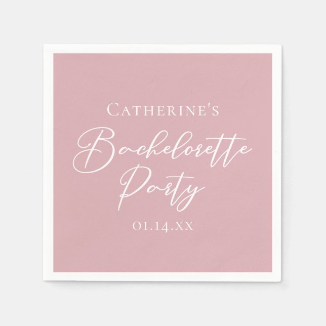 Chic Dusty Rose Pink Bachelorette Party Napkin (Front)