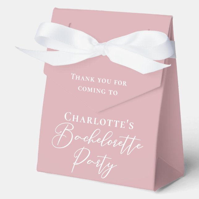 Chic Dusty Rose Pink Custom Bachelorette Party Favour Box (Front)