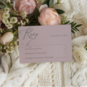Chic Dusty Rose RSVP Typography Wedding Card