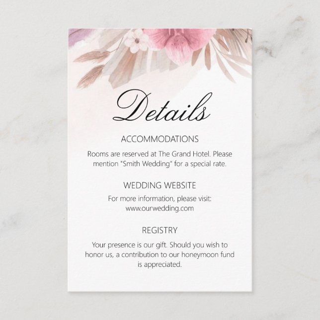 : Chic Earthy Neutral Cream Reception Information Enclosure Card (Front)