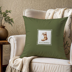 Chic earthy pastel family name Christmas gift Cushion