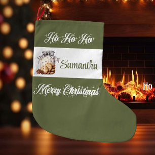 Chic earthy pastel tones personalized christmas  large christmas stocking