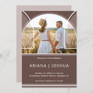Chic Earthy Plum Arch Photo Wedding Invitation