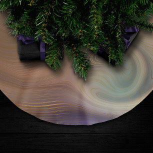 Chic Earthy Strata   Natural Copper Stone Agate Brushed Polyester Tree Skirt