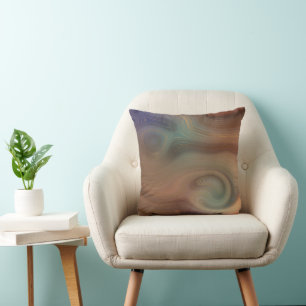 Chic Earthy Strata Natural Copper Stone Agate Cushion