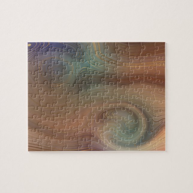Chic Earthy Strata | Natural Copper Stone Agate Jigsaw Puzzle (Horizontal)
