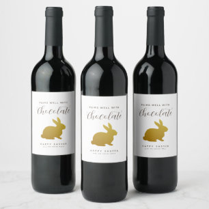 Chic Easter Bunny Personalised Wine Label