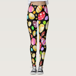 Chic Easter Eggs Pattern Black Leggings