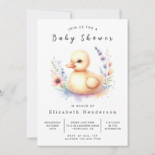 Chic Editable Duck Baby Shower  Invitation