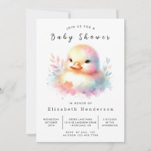 Chic Editable Duck Baby Shower Invitation