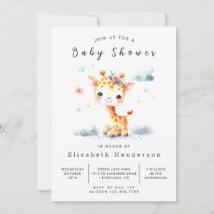 Chic Editable Giraffe Baby Shower Invitation