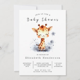 Chic Editable Giraffe Baby Shower Invitation