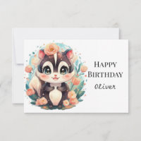 Chic Editable Skunk Birthday