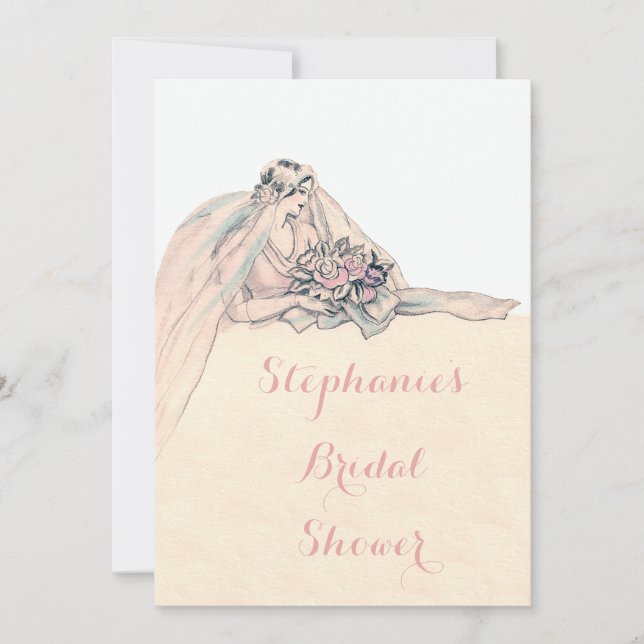 Chic Edwardian Flapper Bride Vintage Bridal Shower Invitation (Front)