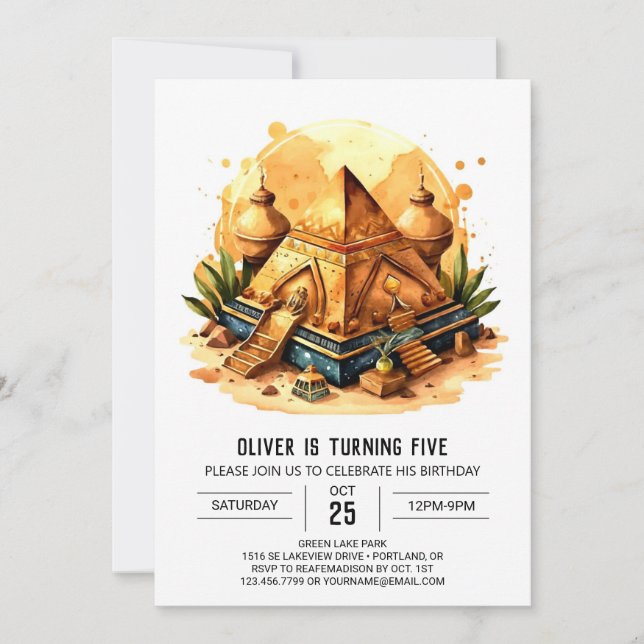 Chic Egyptian Elegant Pyramids Birthday Invitation (Front)