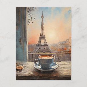 Chic Eiffel Tower Cafe Coffee Chalkboard Paris Postcard