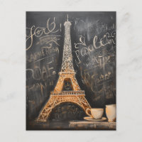 Chic Eiffel Tower Cafe Coffee Chalkboard Paris