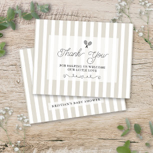 Chic eige Striped Tennis Preppy Thank You Cards