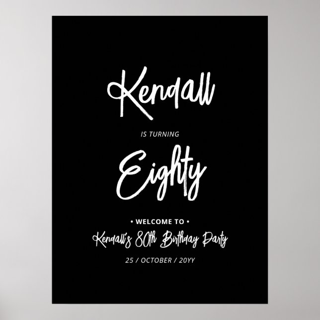 Chic Eighty 80th Birthday Party Welcome Sign (Front)