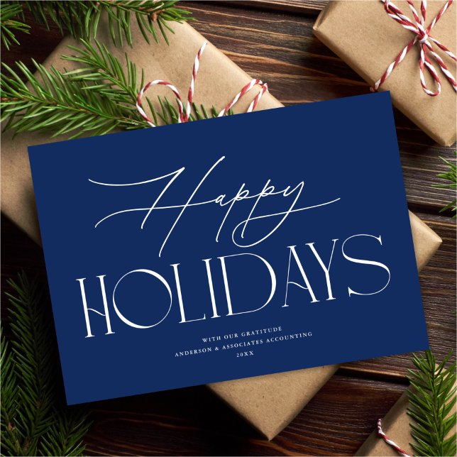 Chic Elegance Happy Holidays Non-Photo Business Holiday Card (Creator Uploaded)