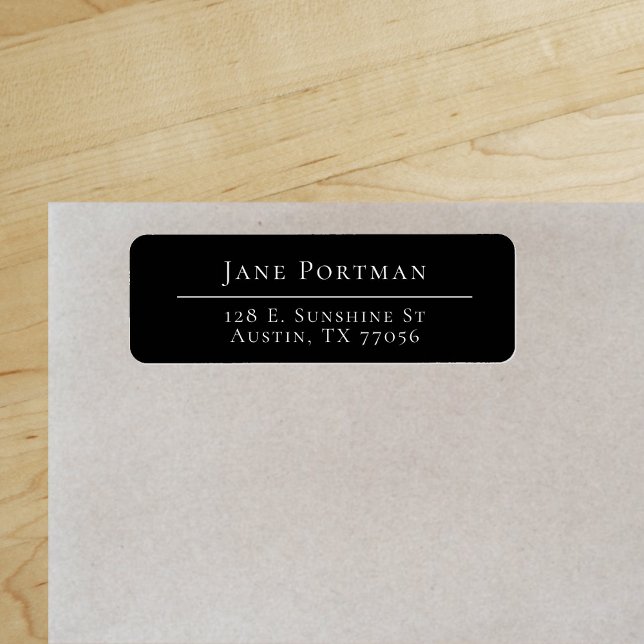 Chic Elegance | Modern | Black | Return Address ("Everyday is abundantly beautiful." 
Sincerely Best Wishes from Lucky Design World)