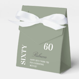 Chic Elegant 60th Birthday Sage Green Thank You Favour Box