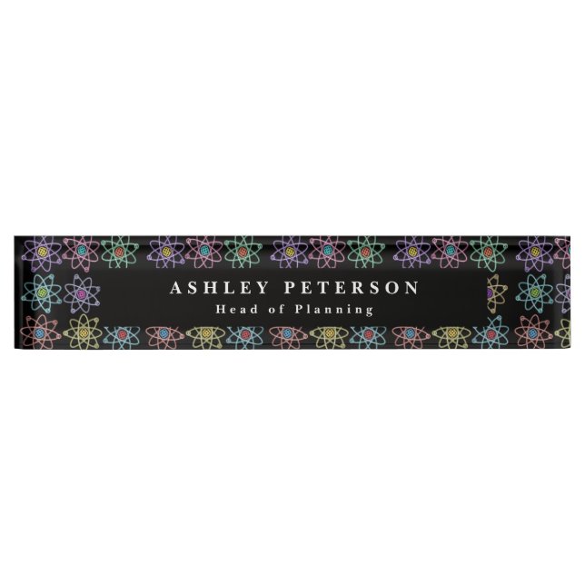 Chic Elegant Atomic Structure Science Nameplate (Front)