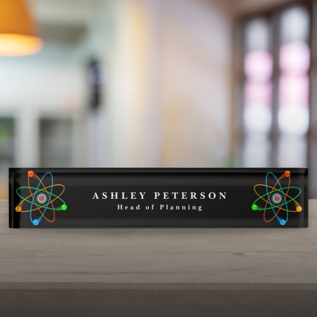 Chic Elegant Atomic Structure Science Nameplate (Chic Elegant Atomic Structure Science Desk Name Plate)