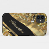 Chic elegant black and gold bling personalised Case-Mate iPhone case (Back (Horizontal))