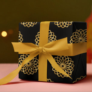 Chic Elegant Black & Gold Mandala  Wrapping Paper