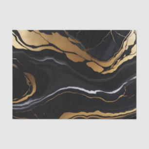 Chic Elegant black golden yellow Faux Marble Tissue Paper