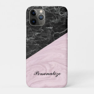 Chic Elegant Black Pink Marble Personalised Case-Mate iPhone Case