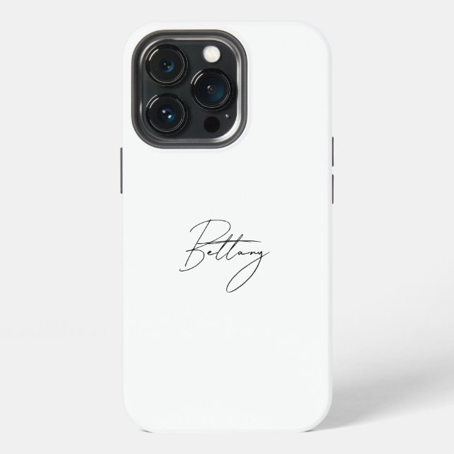 Chic Elegant Black Script Calligraphy Name iPhone Case (Back)