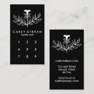 Chic Elegant Black White Lily Line Drawing CUSTOM Loyalty Card
